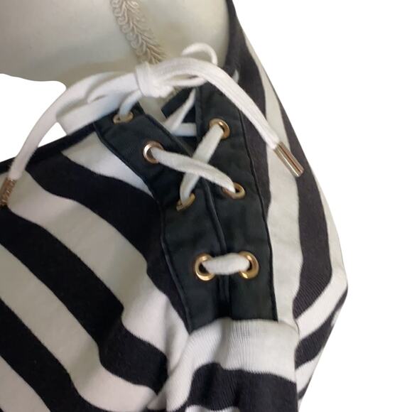 Ralph Lauren Black White Striped Nautical Inspired Top with Rope detailing 1X - Picture 3 of 9